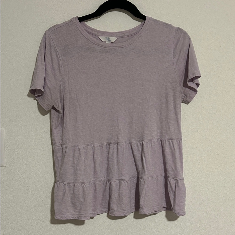 Time and Tru Lilac Short Sleeve Ruffle Top